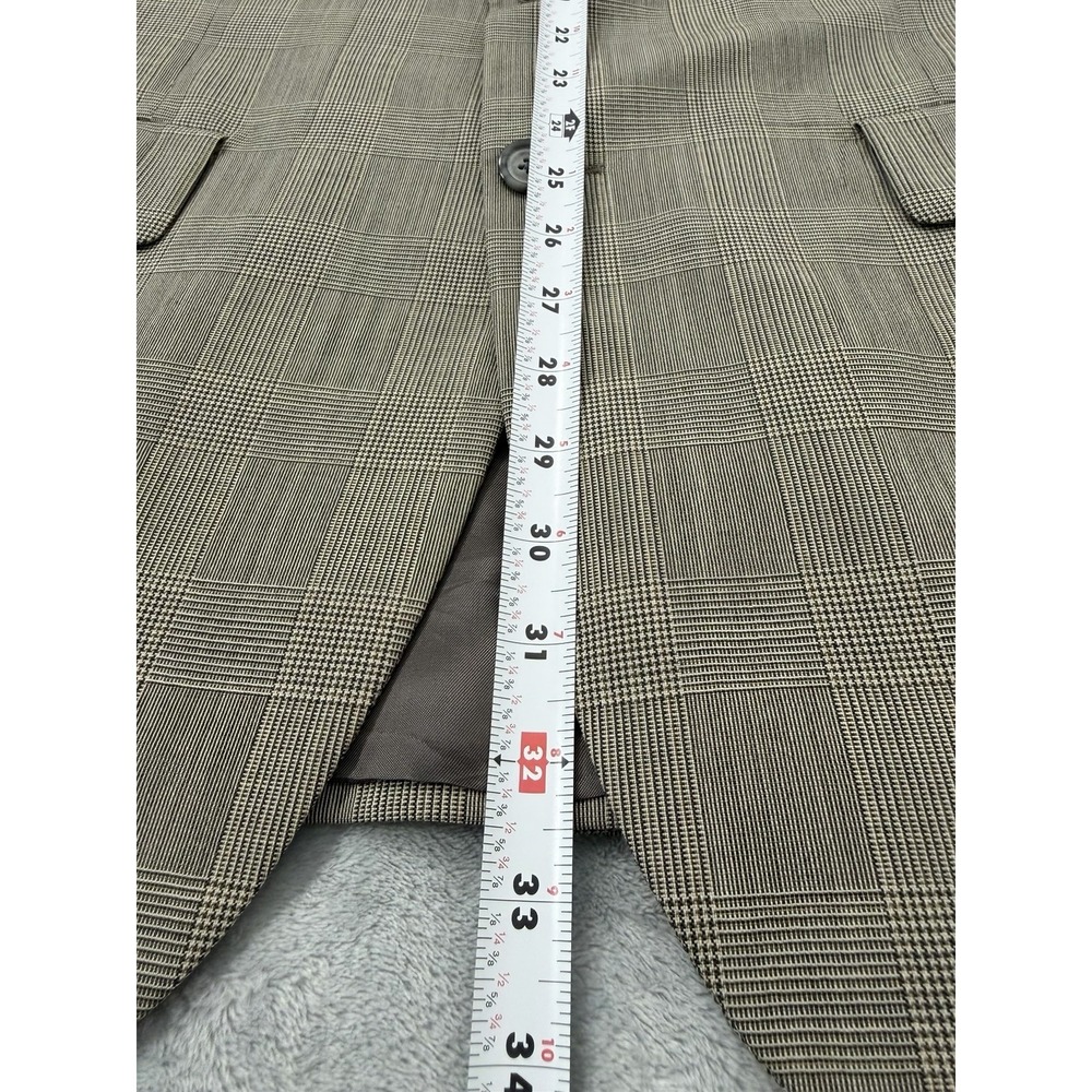 VTG Brooks Brothers Brookease Blazer Men 41 Beige Plaid Wool Sport Coat Jacket - Picture 9 of 13